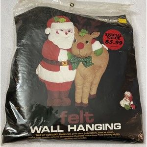 Titan Needlecraft Santa Claus and Rudolph Felt Wall Hanging Kit 15x19 inches NEW